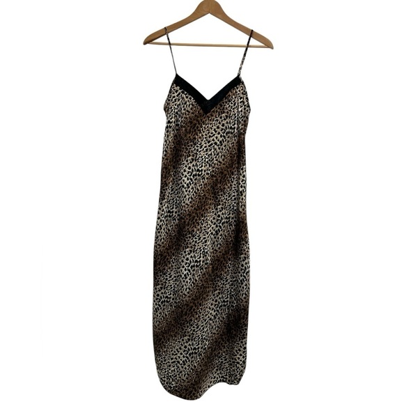 Cinema Etoile Other - Vintage Cinema Etoile Cheetah Print Slinky Satiny Midi Nightgown Slip Dress - S